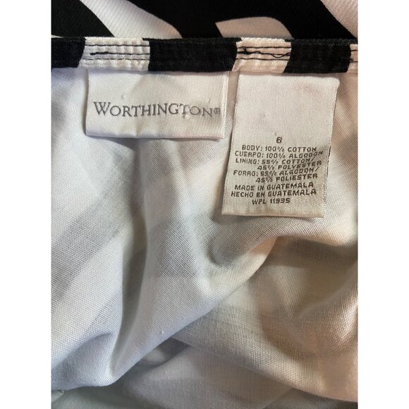 Worthington Zebra Print A-Line Skirt Size 6 Black White Cotton Blend Retro Chic - Picture 5 of 7